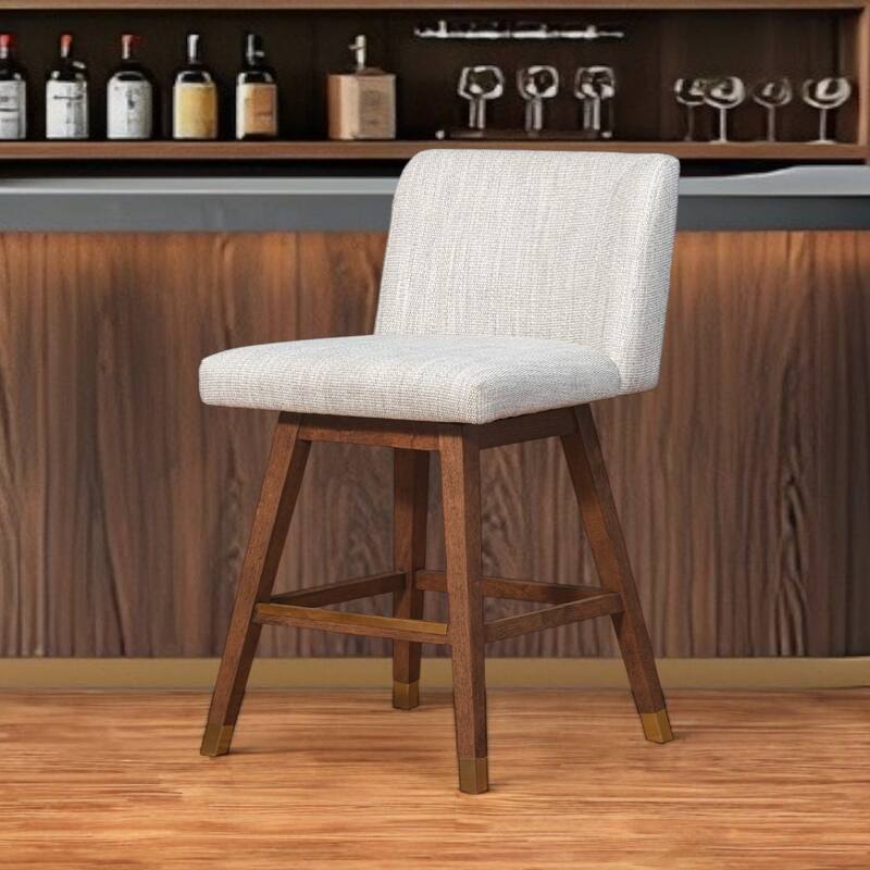 Full Back Swivel Counter Height Bar Stool with Armrest and Foam Cushion Seat Wood Frame for Kitchen