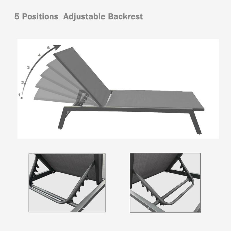 Outdoor Chaise Lounge Chair with Adjustable Aluminum Recliner