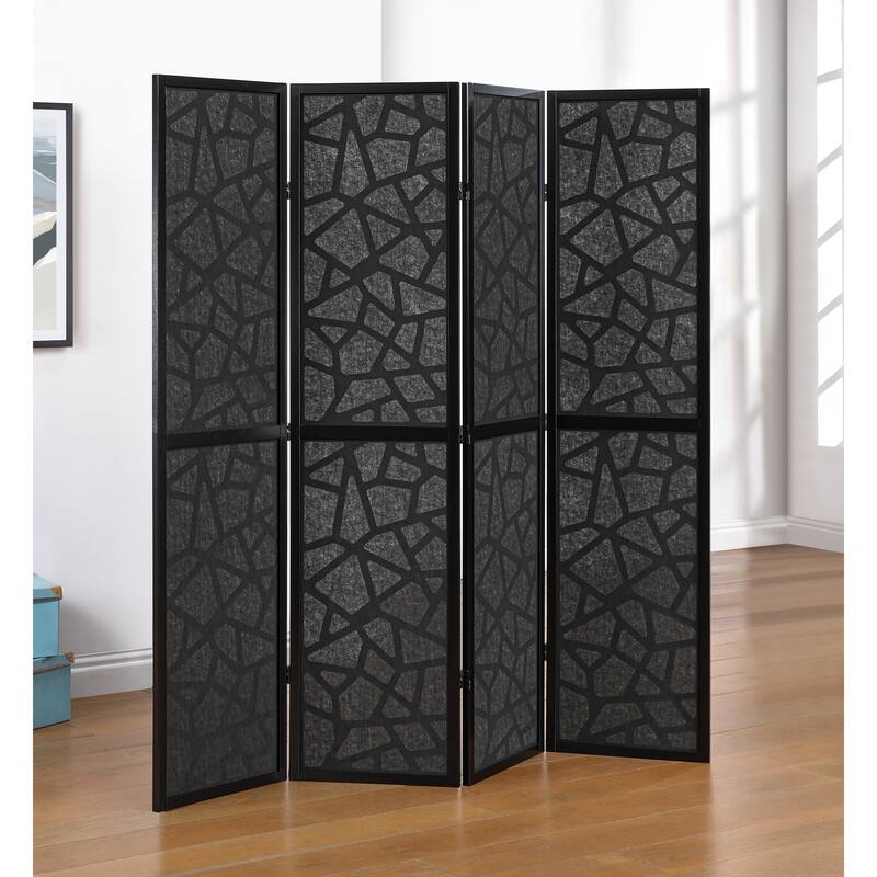 Roundhill Furniture Aurra 4-Panel Wood Room Divider, Folding Portable Partition Screen