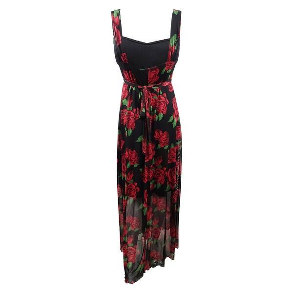 Shop Connected Women S Floral Print Flyaway Maxi Dress Red