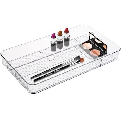 Premium Clear Acrylic Makeup Organizer Tray 4 Compartment Vanity Drawer Insert