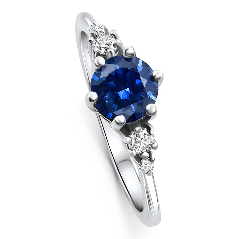 Bliss Diamond 1Ct TW Blue Sapphire & Diamond Ring White Gold Lab Grown