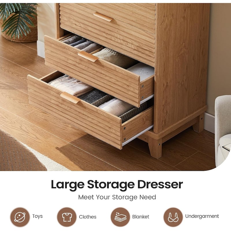 Wooden Drawers Dresser with Charging Station Dresser for Bedroom Chest of Drawers