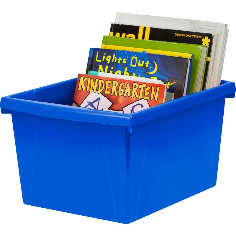 Storex 4 Gallon Storage Bin, Blue, Pack of 3