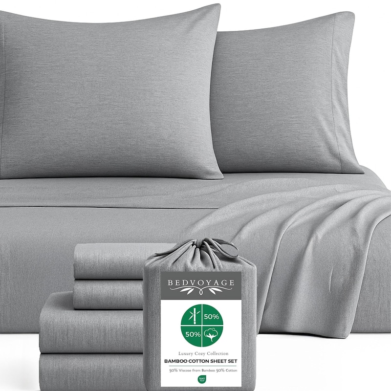 BedVoyage Melange viscose from Bamboo Bed Sheets - Silver - Queen