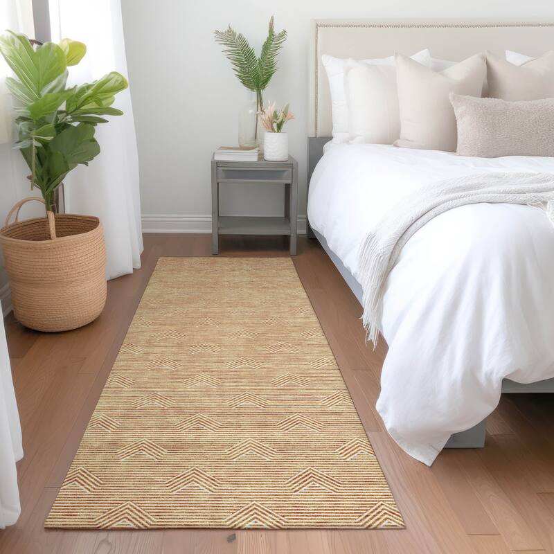 Premium Washable Super Soft Modern Arrow Mayfield Rug - Orange - 2'3" x 7'6"