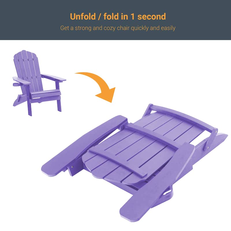 LIVOOSUN Outdoor Folding Adirondack Chair w/Cup Holder Set of 2 or 4