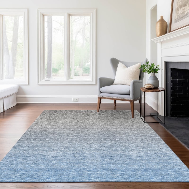 Machine Washable Indoor/ Outdoor Chantille Solid Ombre Rug
