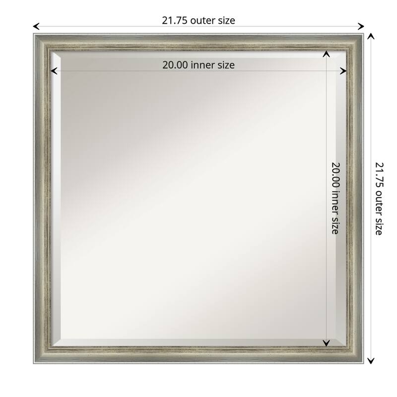 Salon Scoop Beveled Wood Framed Bathroom Vanity Wall Mirror - Salon Scoop Silver - Glass Size 20x20