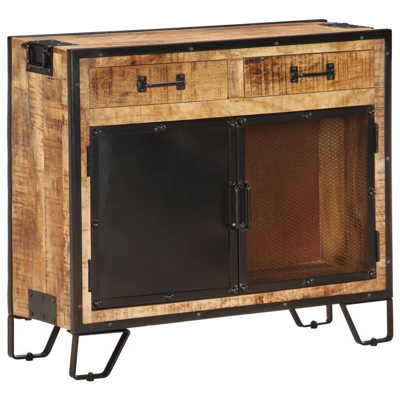 vidaXL Sideboard 31.5"x12.2"x28" Solid Rough Mango Wood