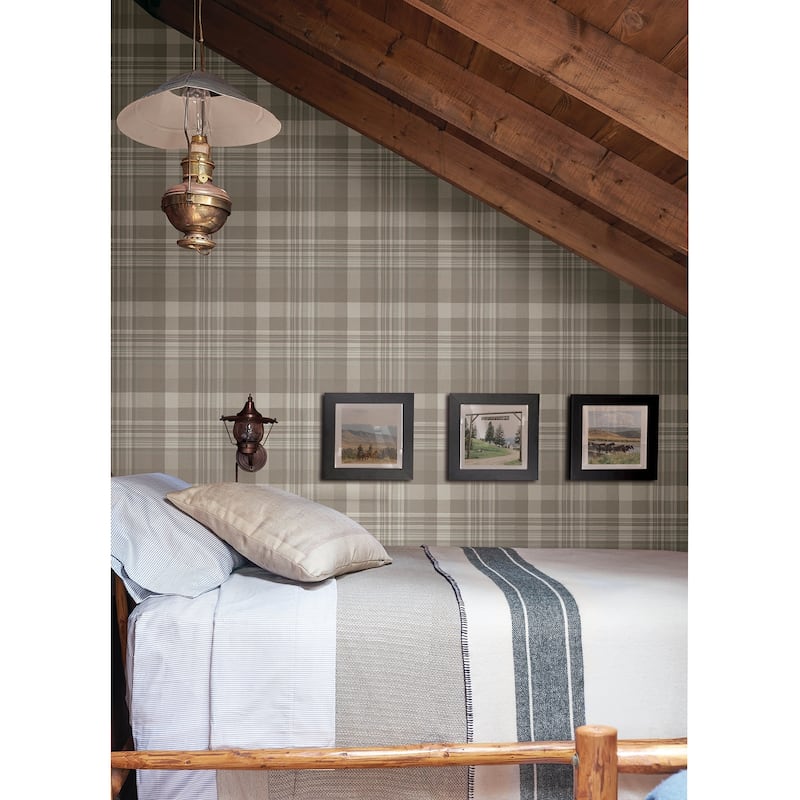 Dutton Plaid Light Brown Wallpaper