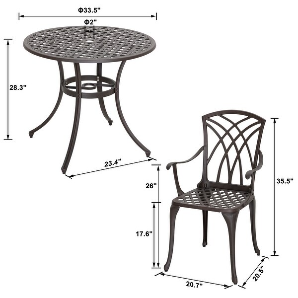 NUU GARDEN 5-piece Antique Bronze Cast Aluminum Patio Dining Set
