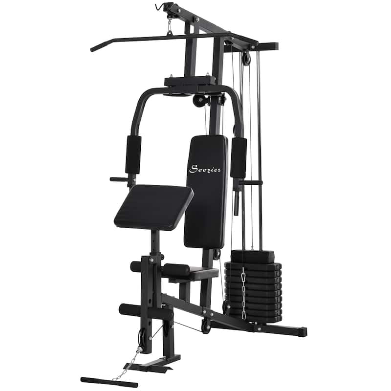 Soozier Home Power Tower Multifunction Workout Rack with Poll-up Stand & Dip Station, Weight Stack Machine for Whole Body