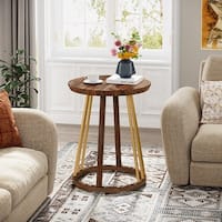 Round Side Table Gold End Table Modern Round Bedside Table Sofa Side ...