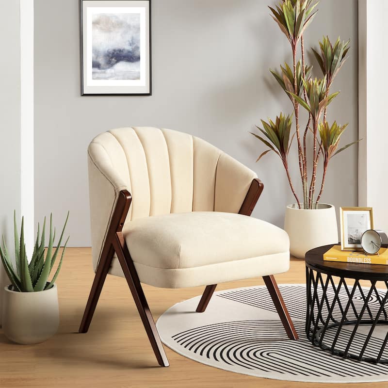 Vivian Mid-century Barrel Chair with a Scalloped Back by HULALA HOME
