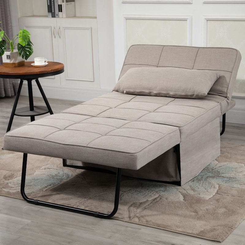 HOMCOM 4-in-1 Table/Sofa/Chair/Bed with 5-Level Adjustable Backrest, Footstool for Living Room or Bedroom