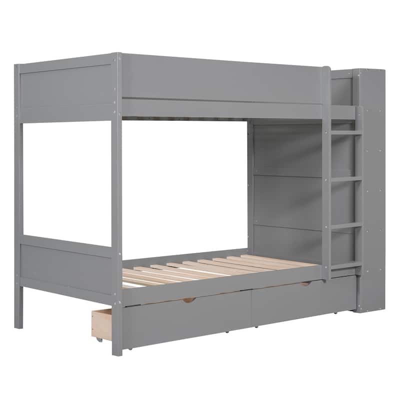 Merax Full/Twin Bunk Bed With 2 Drawers and Multi-layer Cabinet