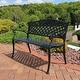 preview thumbnail 9 of 10, Sunnydaze 2-Person Black Checkered Cast Aluminum Outdoor Patio Garden Bench