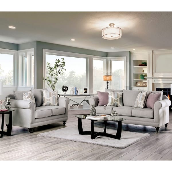 Furniture Of America Bracie Transitional Grey 2 Piece Living Room Set Overstock 31470894