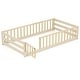 preview thumbnail 8 of 7, Kids' Twin Size Bed Frame Wooden Floor Bed with Safety Rails Natural