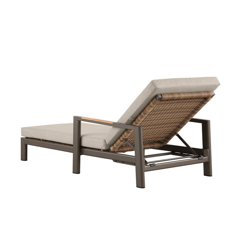 Arlo Teak & Wicker Aluminum Dual-Use Outdoor Chaise Lounge (Set of 2)