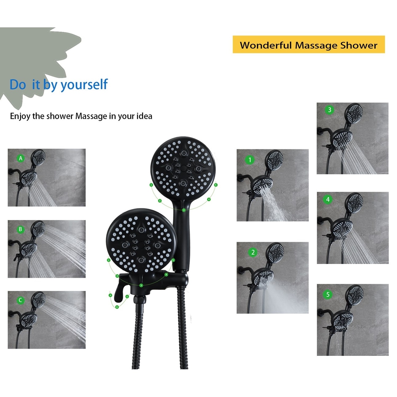 Shower Faucet Set with 5 in. Head Complete Shower System-image