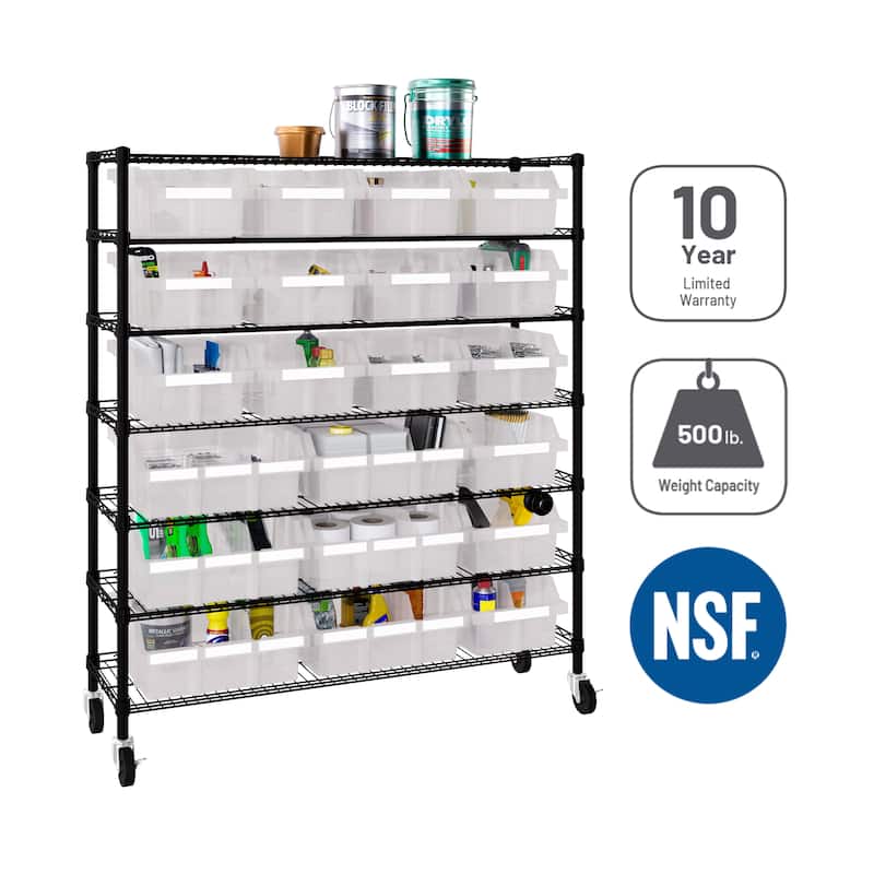 Seville Classics 7-Tier Commercial NSF Certified 21-Bin Rack Storage