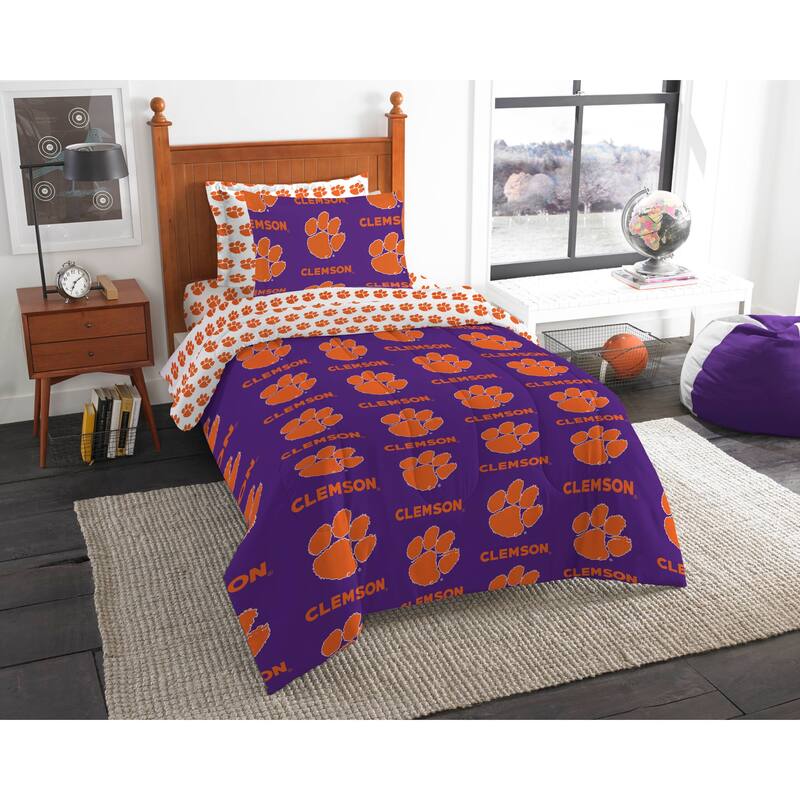 NCAA Rotary 5-piece Twin Bed in a Bag Set - Clemson Tigers - Twin