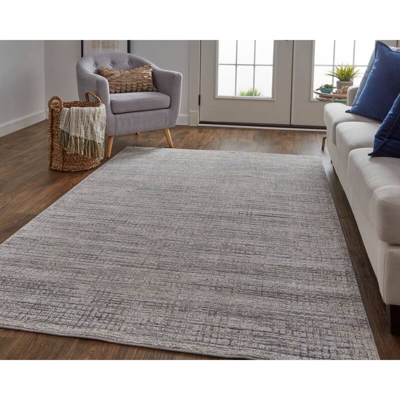 Inger Modern Crosshatch Gray/Beige Area Rug