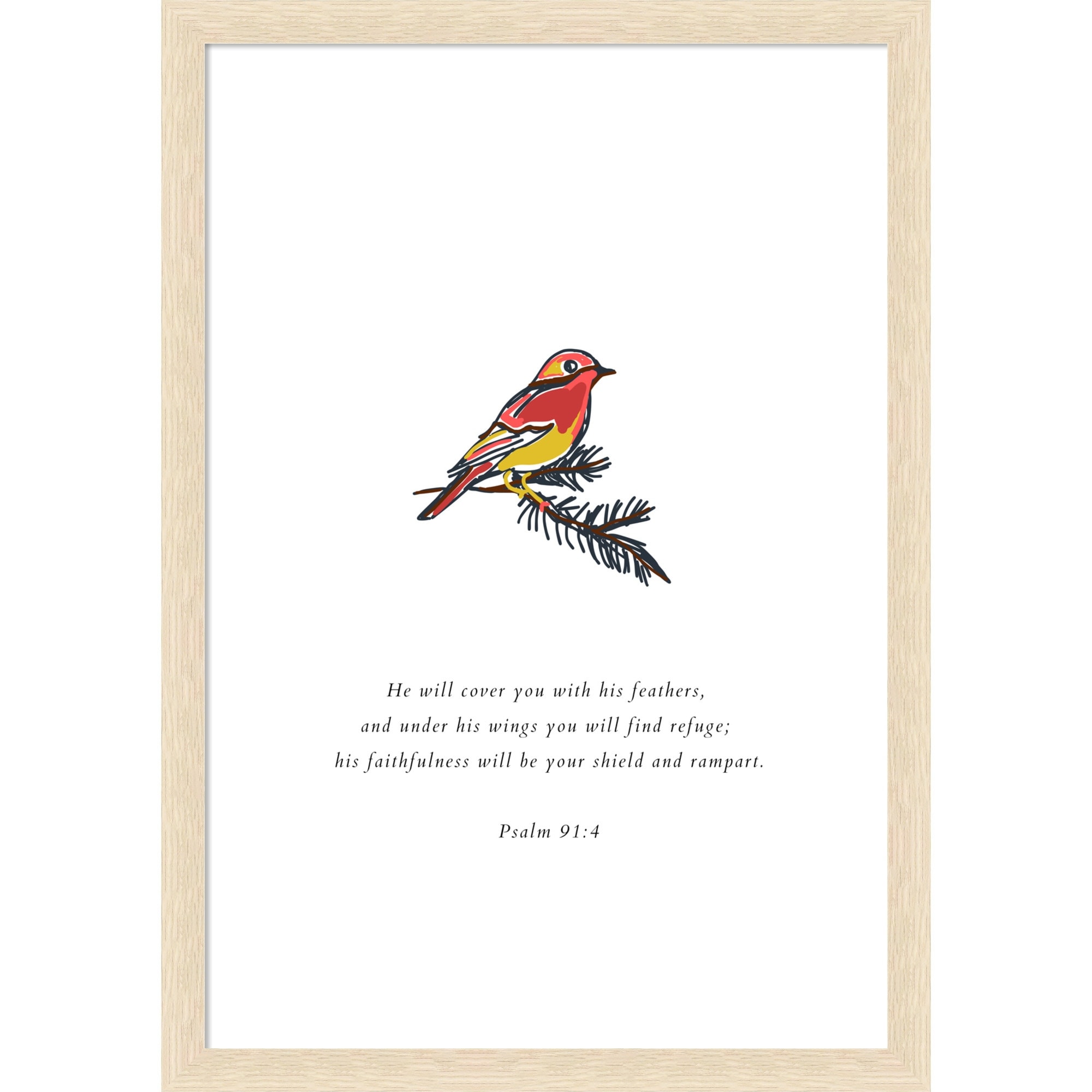 Psalm 91 4 Scripture by ART of living Framed Mounted Canvas Wall Art Print