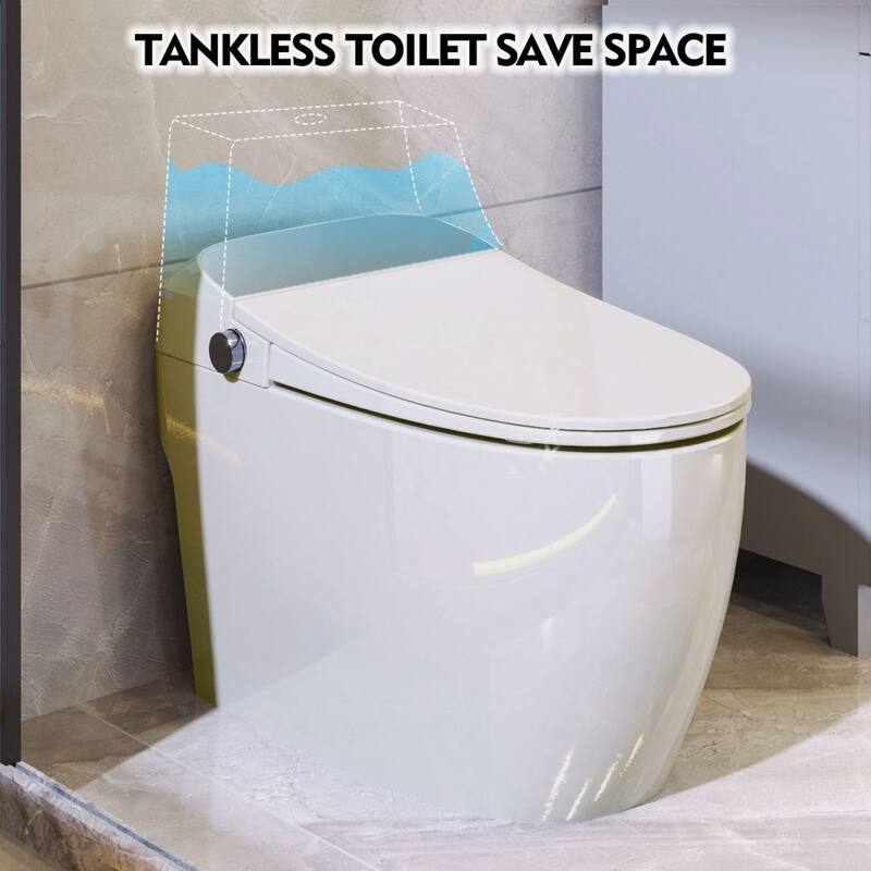 CASAINC 1-Piece 1.28 GPF Automatic Flush Elongated Heated Seat Smart Toilet in White with Foot Sensor Flush