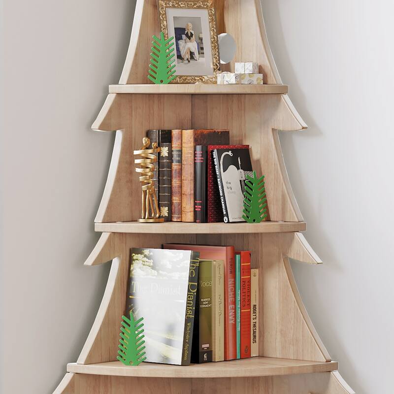 Bookshelf 5-Tier Corner Bookshelf, Solid Wood Bookcase - 71.1"