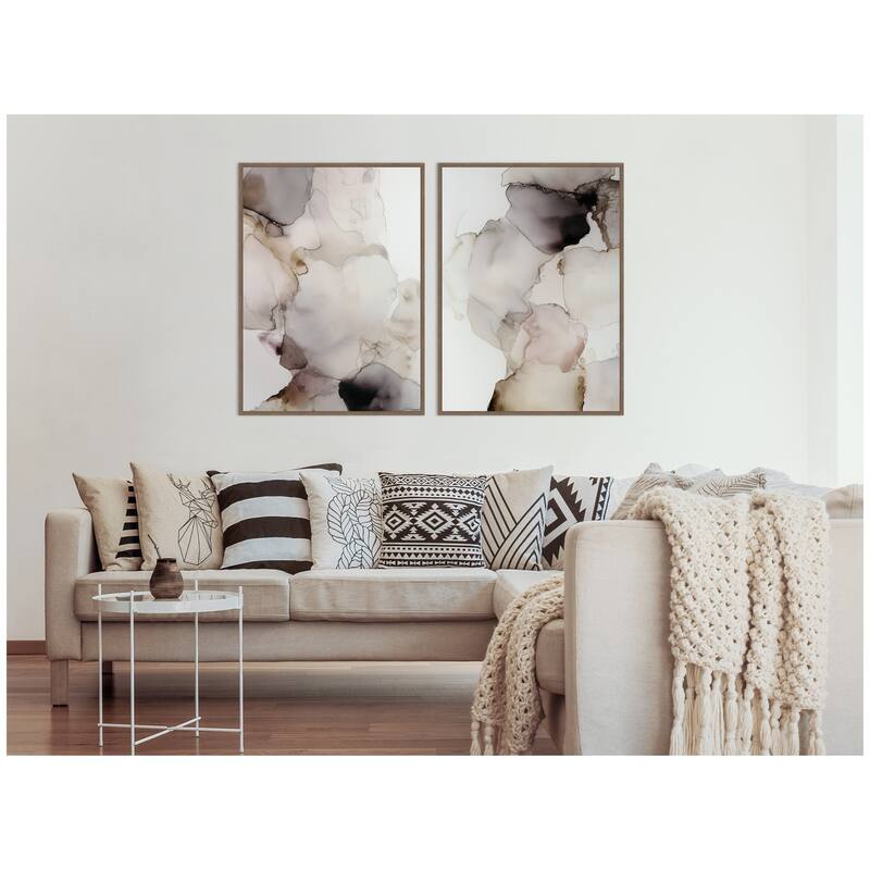 Kate and Laurel Smoke No. 1 & No. 2 2 Piece Framed Canvas Wall Art Set by Amy Lighthall