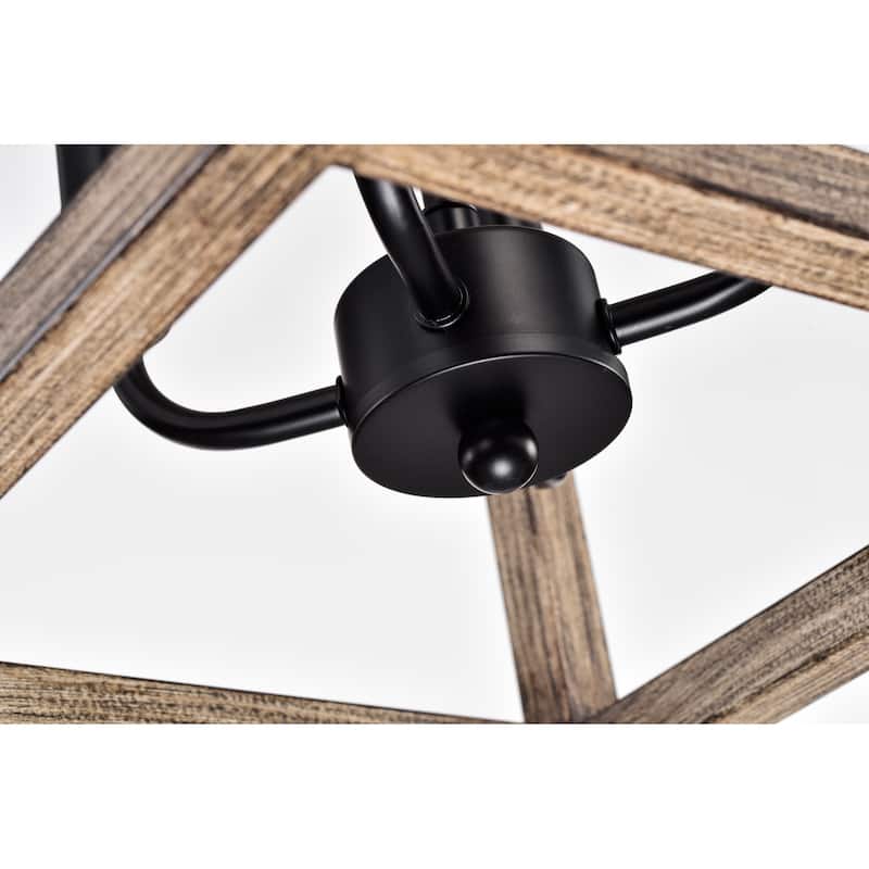 Heller Matte Black 4-Light Open Cage Lantern Chandelier