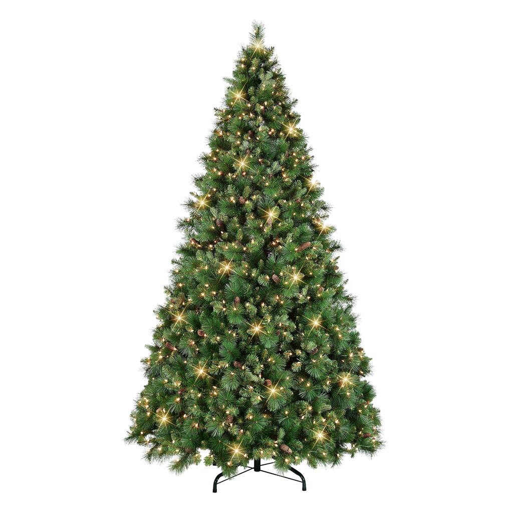 Puleo International 9 ft. Pre-Lit Christmas Tradition Pine Tree