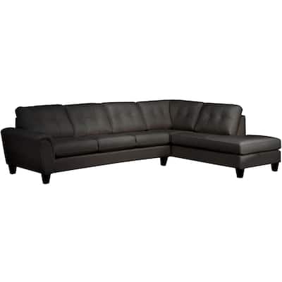 Tory Top Grain Leather Tufted Left/ Right-facing Sectional Sofa
