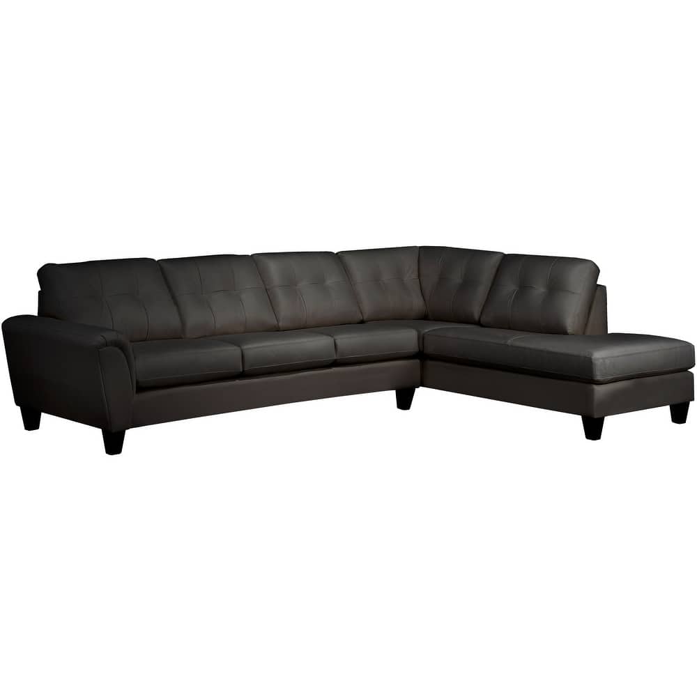 Tory Top Grain Leather Tufted Left/ Right-facing Sectional Sofa