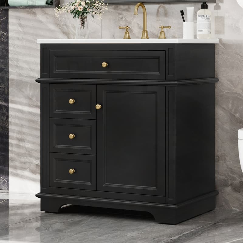 30" Bathroom Vanity with Sink and One Tip-out Drawer