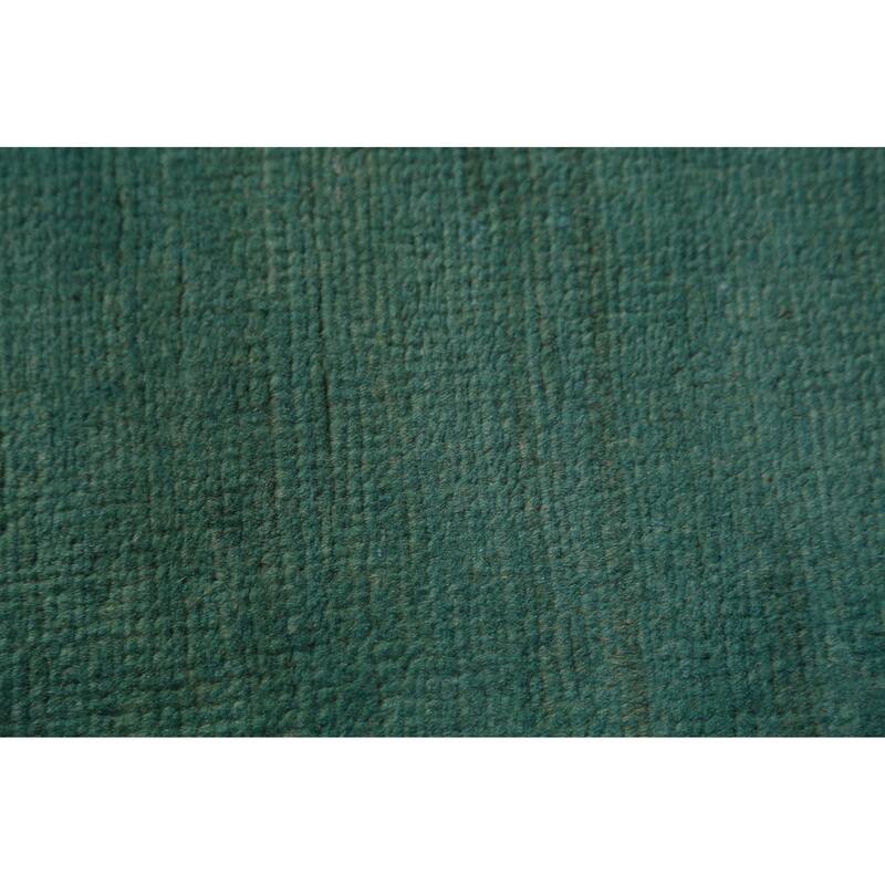 Hand Knotted Oriental 100% Wool Carpet Modern Stripe Green Gabbeh Area Rug - 4' 5'' X 3' 4''