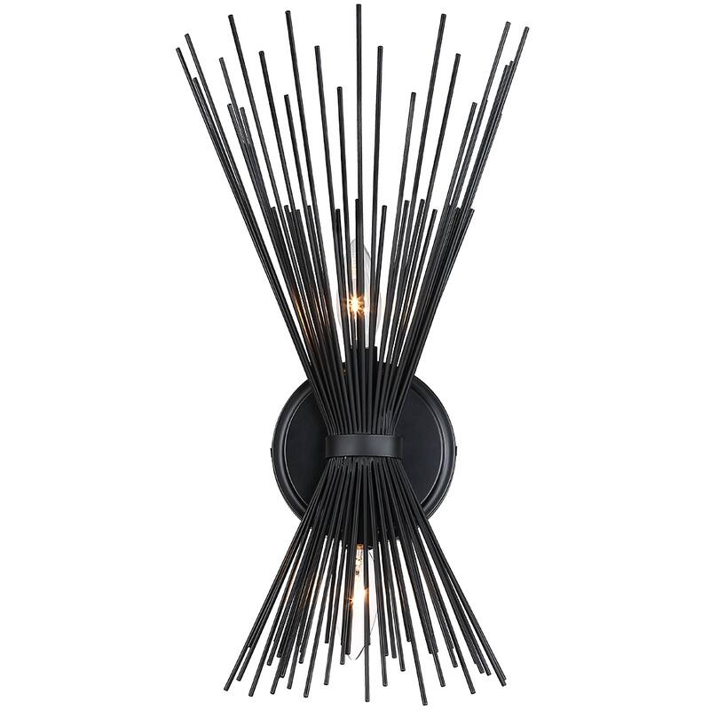Nathan 2-Light Black Starburst Wall Sconce Light - 18"H - 18"H - Black