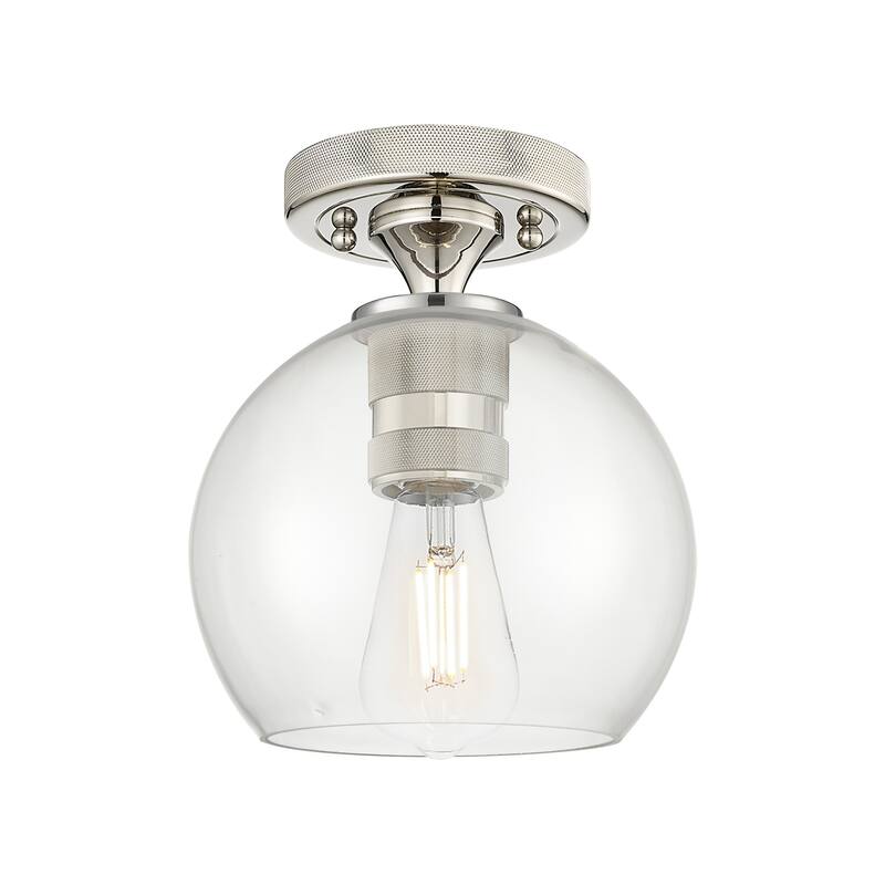 Innovations Lighting 434-1F-8-6 Crown Point Flush Mount Crown Point 6" - Polished Nickel / Clear