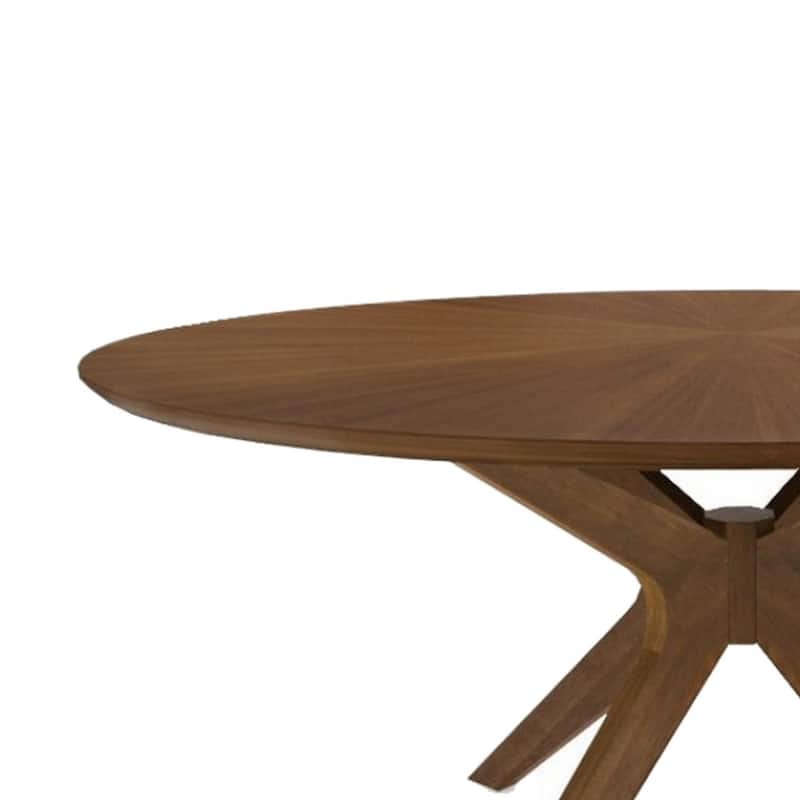 Contemporary 47 Inch Round Wooden Dining Table with Spider Legs, Walnut Brown