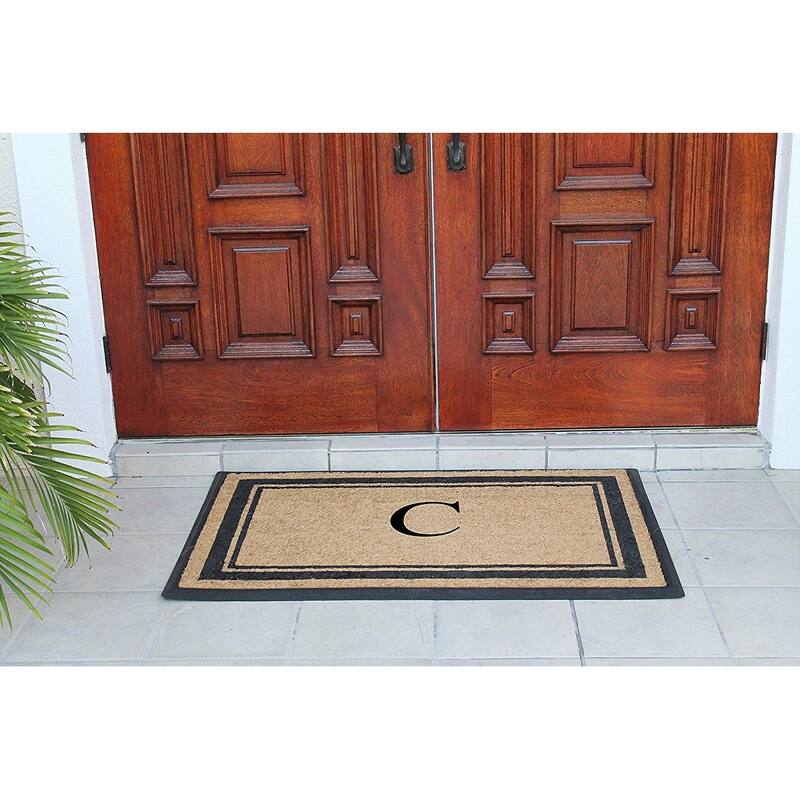 A1HC Markham Border Natural Flocked Rubber Large Doormat 30"x48"