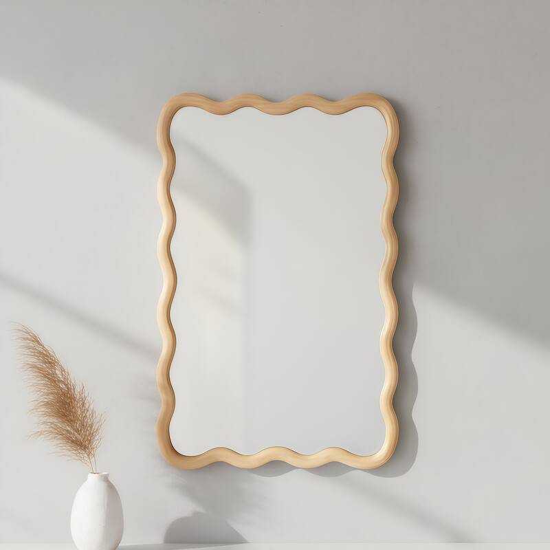 20"x30" Wavy Rectangle Solid Wood Frame Decorative Mirror