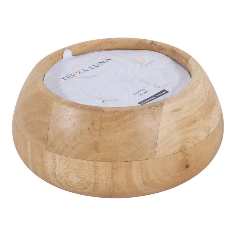 Decorative Vanilla Scented Mango Wood Bowl Candle