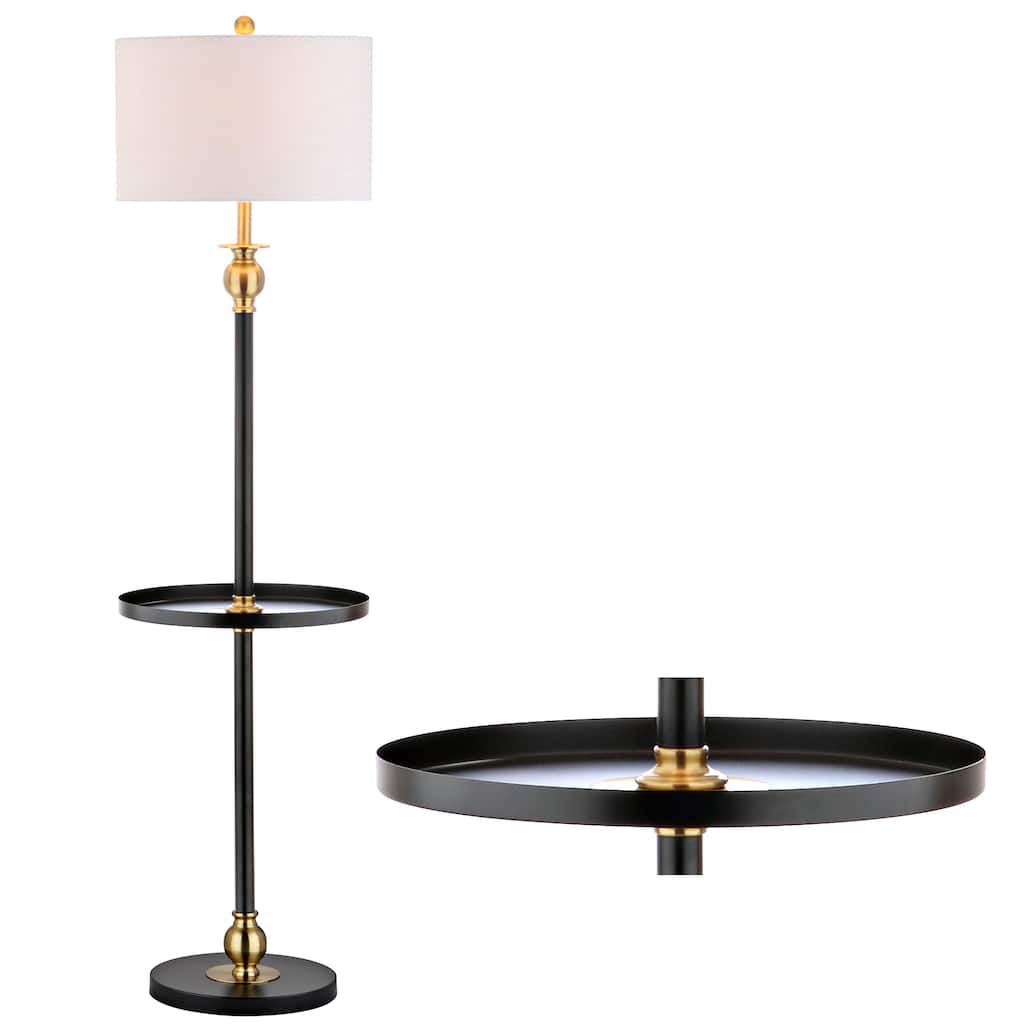 Lee 61" Metal LED End Table Floor Lamp, Black/Brass by JONATHAN Y - 61" H x 16" W x 16" D