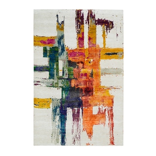 Shahbanu Rugs Colorful Wool and Sari Silk Modern Design Abstract Motifs ...