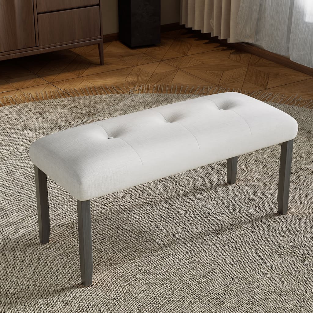 Upholstered Tufted Bench, Modern Bedroom Benches Upholstered Dining Benches, Fabric End of Bed Bench