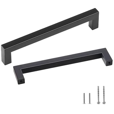 Black Stainless Steel Cabinet Handles 10pcs Matte Finish Modern - 5.51 x 0.47 x 1.38 inches