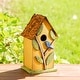 preview thumbnail 34 of 53, Glitzhome 10"H Multicolor Cute Distressed Solid Wood Birdhouse with 3D Flowers